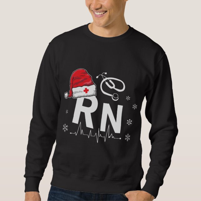 RN Nurse Nursing Santa Hat Christmas Xmas Pyjamas Sweatshirt (Front)