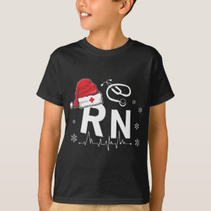 RN Nurse Nursing Santa Hat Christmas Xmas Pyjamas T-Shirt