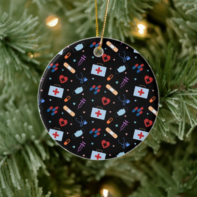 RN Nurse Nursing Student | Doctor Medical Pattern Ceramic Tree Decoration (Tree)