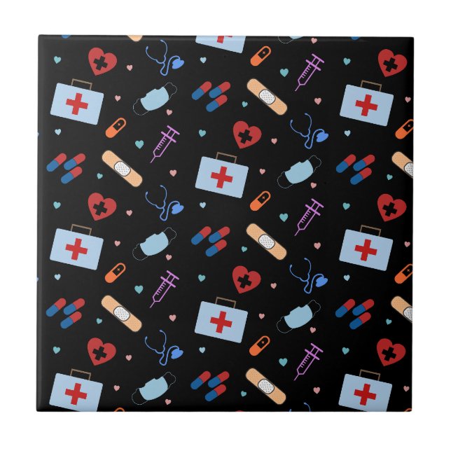 RN Nurse Nursing Student | Doctor Medical Pattern Tile (Front)