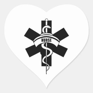 RN Nurses Medical Symbol Heart Sticker