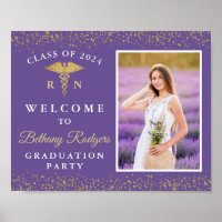 RN Nursing Graduation Purple Gold Glitter Photo