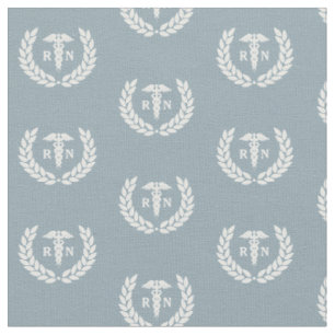 RN Nursing School Graduation Pattern Dusty Blue Fabric