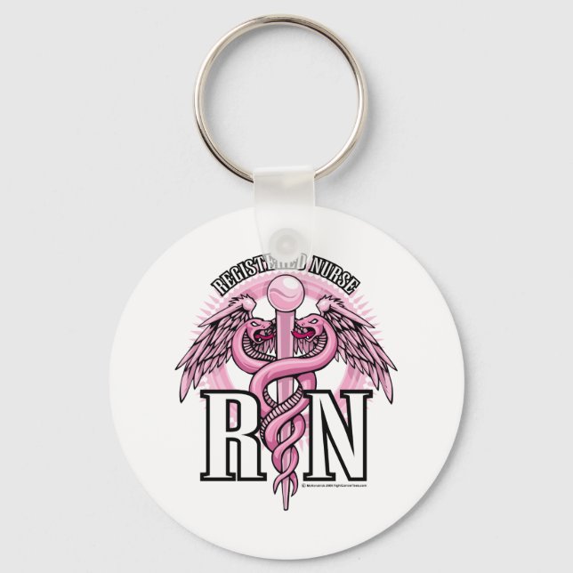RN Pink Caduceus Key Ring (Front)