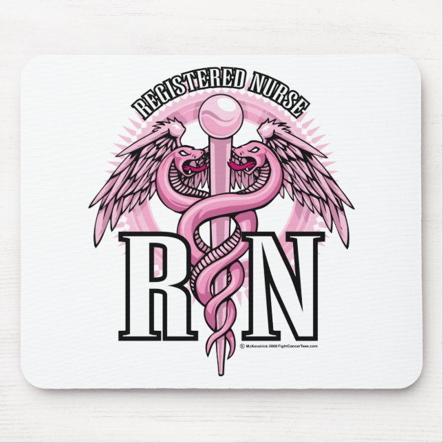 RN Pink Caduceus Mouse Pad (Front)