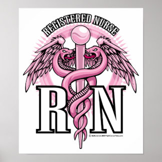 RN Pink Caduceus Poster