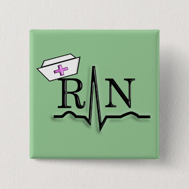 RN QRS Nurse Cap Design 15 Cm Square Badge (Front)
