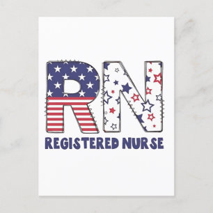 RN Registered Nurse 4th of July Subtle American Holiday Postcard