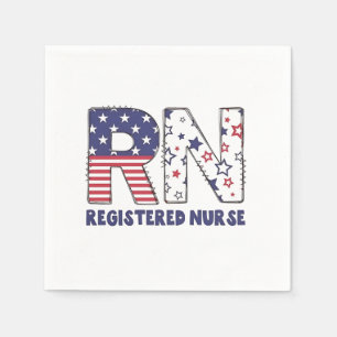 RN Registered Nurse 4th of July Subtle American Napkin