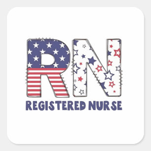 RN Registered Nurse 4th of July Subtle American Square Sticker