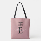 RN Registered Nurse Blush Pink Monogram Tote Bag (Back)
