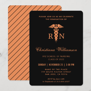 RN Registered Nurse Caduceus Minimalist Graduation Invitation
