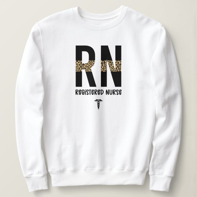 RN Registered Nurse Cheetah Nurse Graduation Sweatshirt (Design Front)