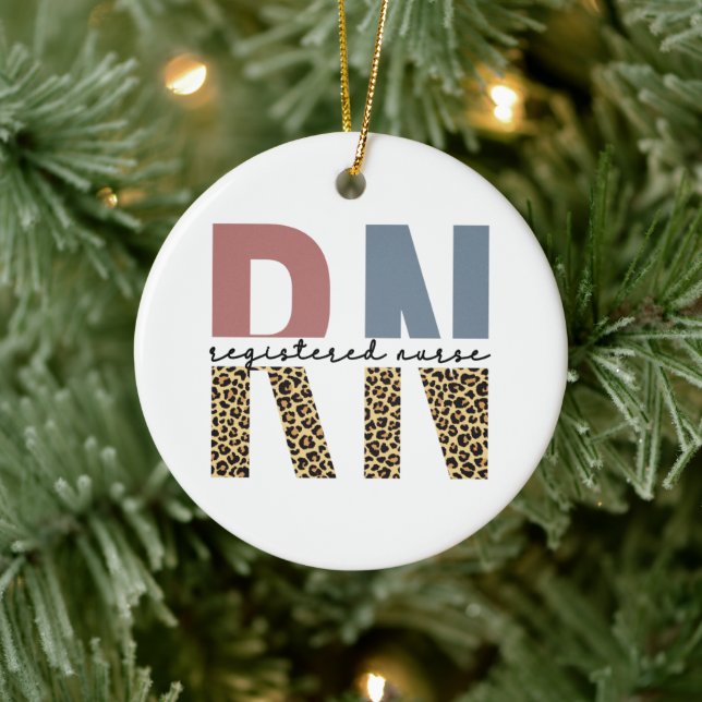 RN Registered Nurse Cheetah Print Nurse Graduation Ceramic Tree Decoration (Tree)