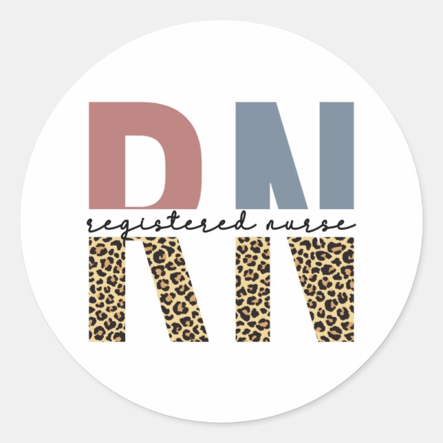 RN Registered Nurse Cheetah Print Nurse Graduation Classic Round Sticker (Front)