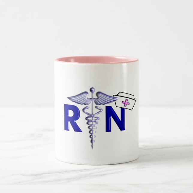 RN (Registered Nurse) Gifts-Embossed Style Two-Tone Coffee Mug (Center)