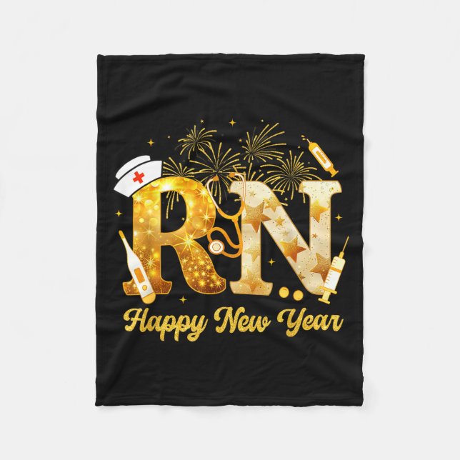 Rn Registered Nurse Happy New Year 2026 Fireworks  Fleece Blanket (Front)