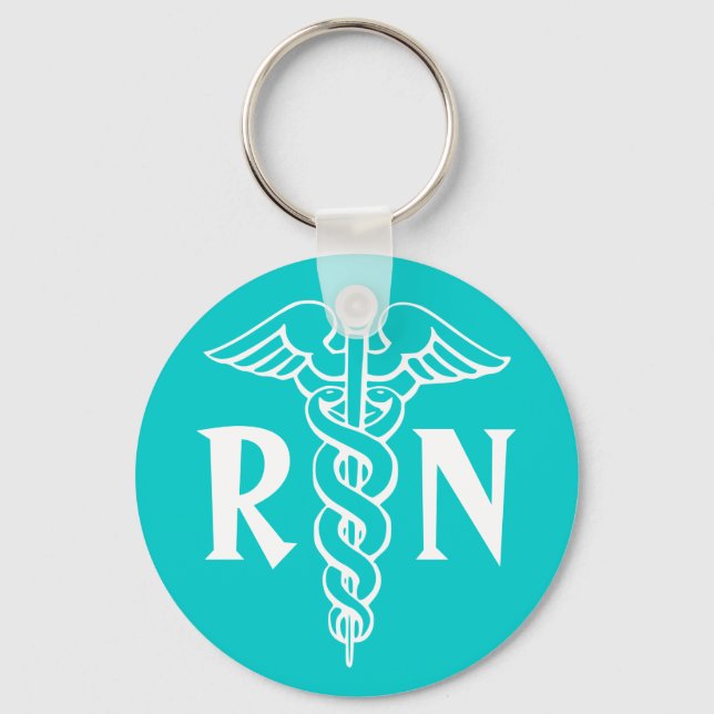 RN Registered Nurse Keychain with caduceus symbol (Front)