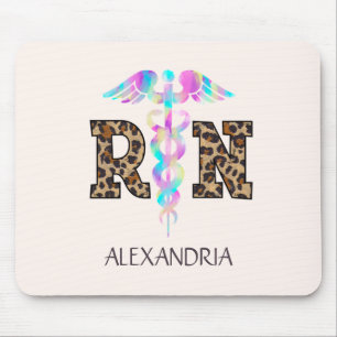 RN, Registered Nurse Leopard Mouse Pad