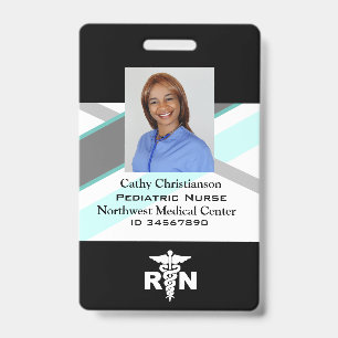 RN Registered Nurse Name Badge Scanner Code ID Badge