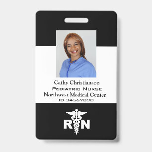 RN Registered Nurse Name Badge Scanner Code ID Badge