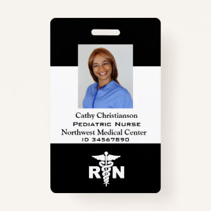 RN Registered Nurse Name Badge Scanner Code ID Badge