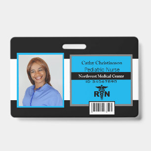 RN Registered Nurse Name Photo Badge Scanner Code ID Badge