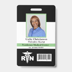 RN Registered Nurse Name Photo Badge Scanner Code ID Badge