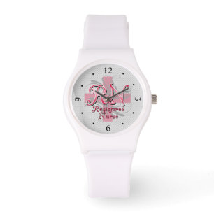 RN Registered Nurse, Pink Cross Swirls Watch