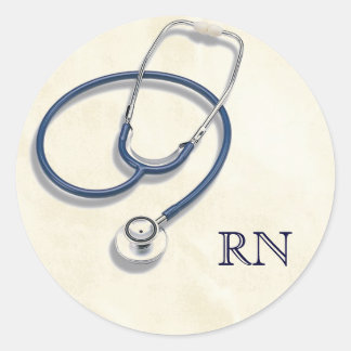 RN Registered Nurse With Stethoscope Classic Round Sticker