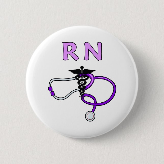 RN Stethoscope 6 Cm Round Badge (Front)