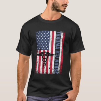 Rn Trauma Icu Nurse Gift Patriotic American Flag J T-Shirt