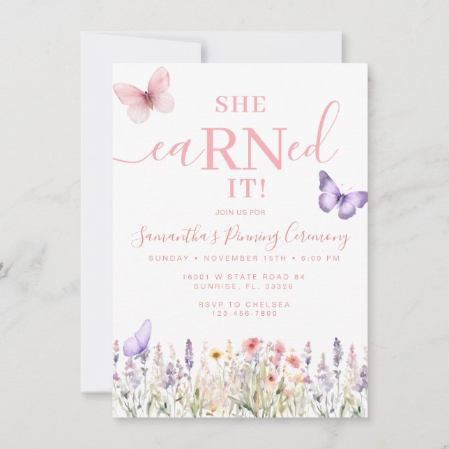 RN Wildflower Graduation Pinning Invitation (Front)
