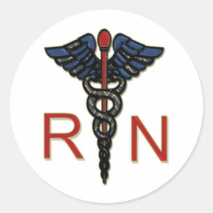 RN With Caduceus Classic Round Sticker