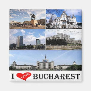 RO - Romania - Bucharest - I Love - Collage Mosaic Magnet