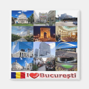 RO - Romania - Bucharest I Love Mosaic Collage Magnet
