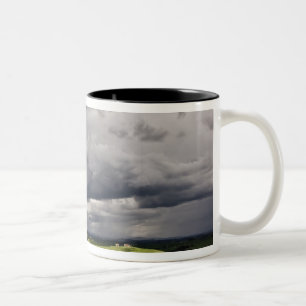 Road and storm clouds, rural Tuscany region, Two-Tone Coffee Mug