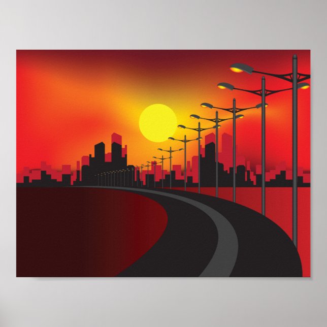 Road At Sunset Poster (Front)