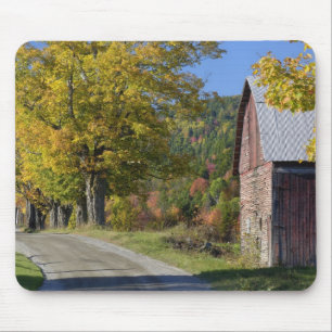 Road beside classic rural barn/farm in autumn, 2 mouse pad