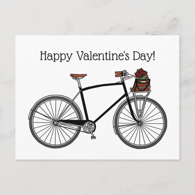 Road Bike Happy Valentine's_White Postcard (Front)