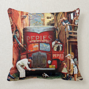 Road Block by Norman Rockwell Cushion