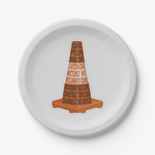 Road Cone Orange Taraffic cone Paper Plate