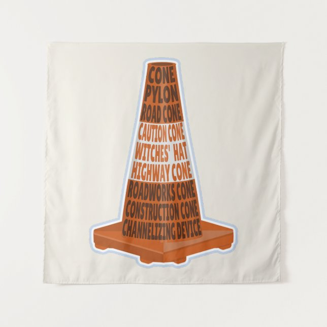Road Cone Orange Taraffic cone Tapestry (Front)