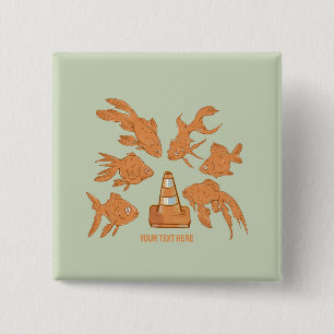 Road Cones and orange goldfish 15 Cm Square Badge