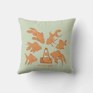 Road Cones and orange goldfish Cushion