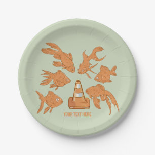Road Cones and orange goldfish Paper Plate