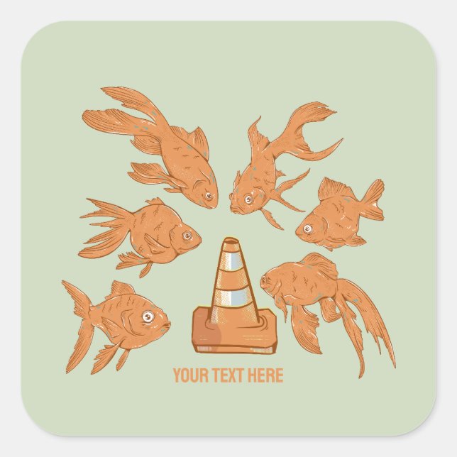Road Cones and orange goldfish Square Sticker (Front)