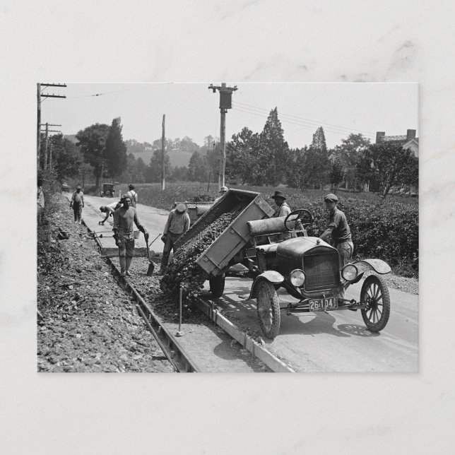 Road Crew at Work, 1925 Postcard (Front)