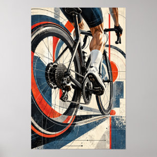 Road Cycling Bicycle Close-Up Modern Geometric Spo Poster