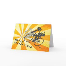 Road Cyclists and Retro Sunburst Bike Father's Day